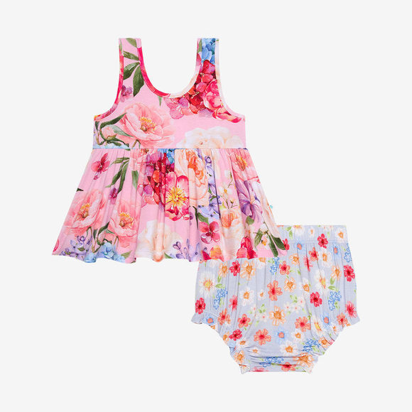 BRISA V-Neck Tank Top Peplum Top & Bloomer Set - Posh Peanut